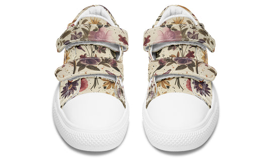 Enchanted Blossoms Kids Low Tops - Easy Strap Canvas Kids Shoes with Durable Rubber Soles