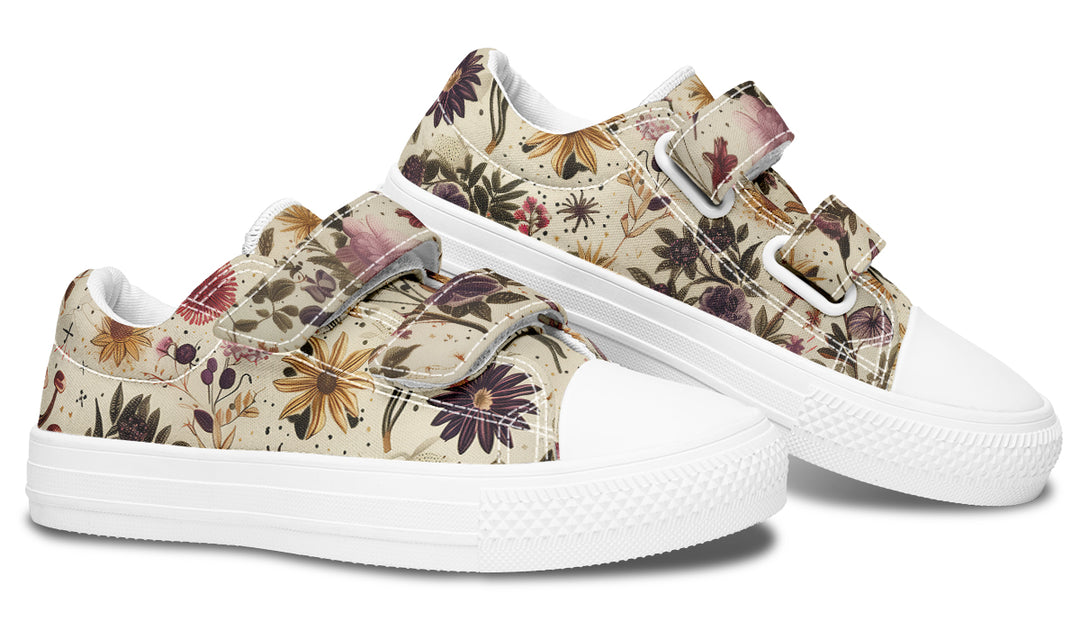 Enchanted Blossoms Kids Low Tops - Easy Strap Canvas Kids Shoes with Durable Rubber Soles