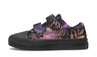 Galactic Bloom Kids Low Tops - Easy Strap Canvas Kids Shoes with Durable Rubber Soles