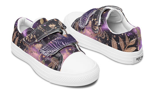 Galactic Bloom Kids Low Tops - Easy Strap Canvas Kids Shoes with Durable Rubber Soles