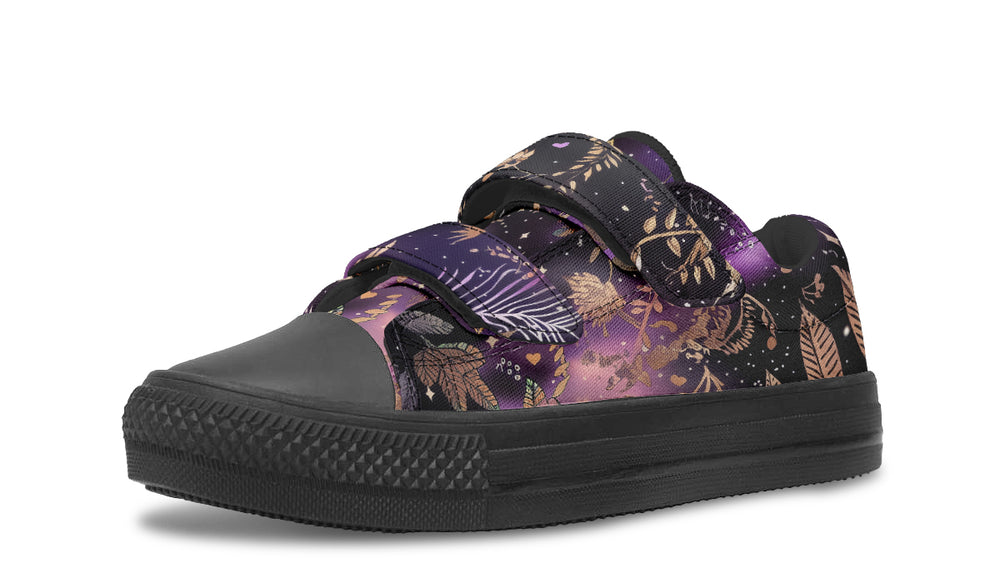 Galactic Bloom Kids Low Tops - Easy Strap Canvas Kids Shoes with Durable Rubber Soles