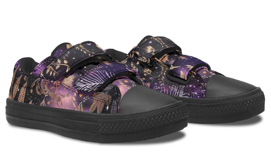 Galactic Bloom Kids Low Tops - Easy Strap Canvas Kids Shoes with Durable Rubber Soles