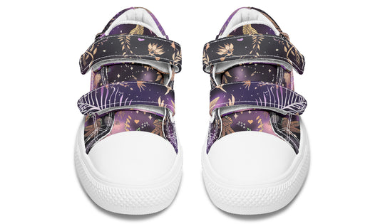 Galactic Bloom Kids Low Tops - Easy Strap Canvas Kids Shoes with Durable Rubber Soles