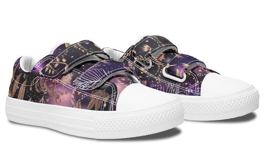 Galactic Bloom Kids Low Tops - Easy Strap Canvas Kids Shoes with Durable Rubber Soles