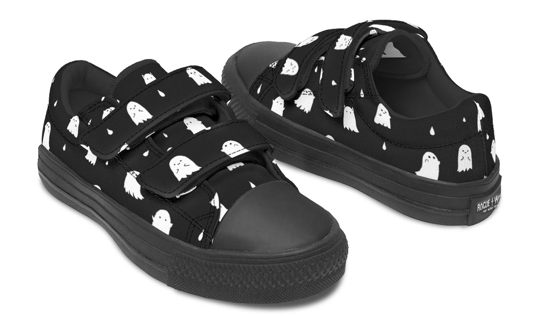 Ghost Party Kids Low Tops - Easy Strap Canvas Kids Shoes with Durable Rubber Soles