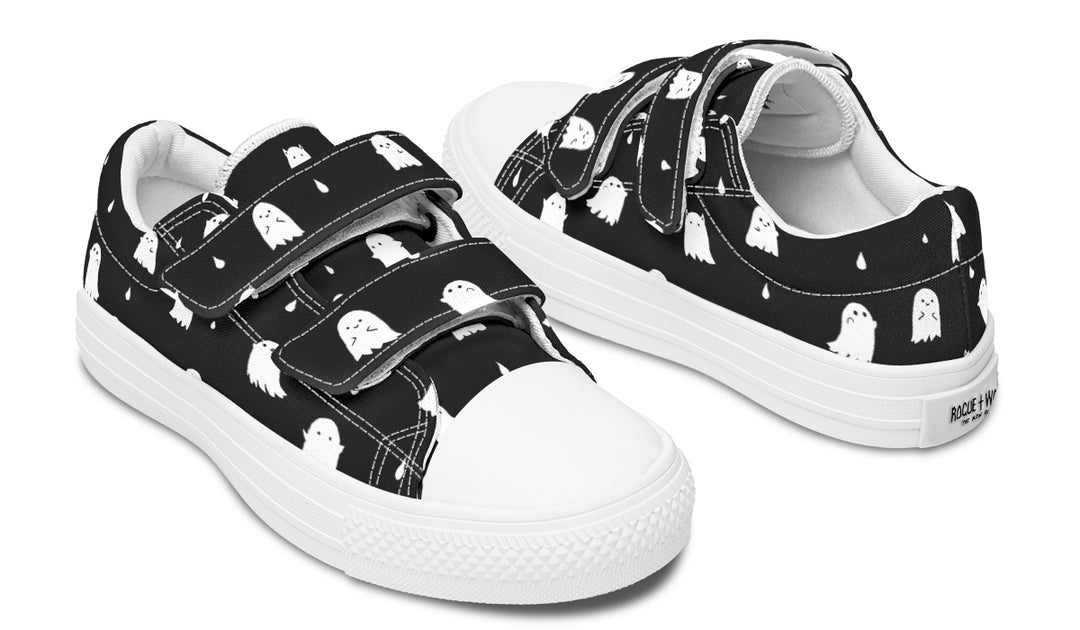 Ghost Party Kids Low Tops - Easy Strap Canvas Kids Shoes with Durable Rubber Soles