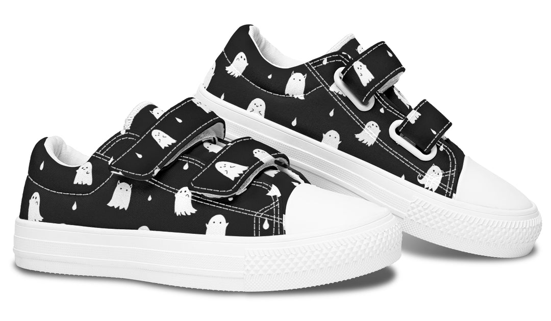 Ghost Party Kids Low Tops - Easy Strap Canvas Kids Shoes with Durable Rubber Soles