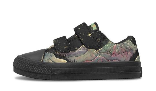 Northern Lights Kids Low Tops - Easy Strap Canvas Kids Shoes with Durable Rubber Soles