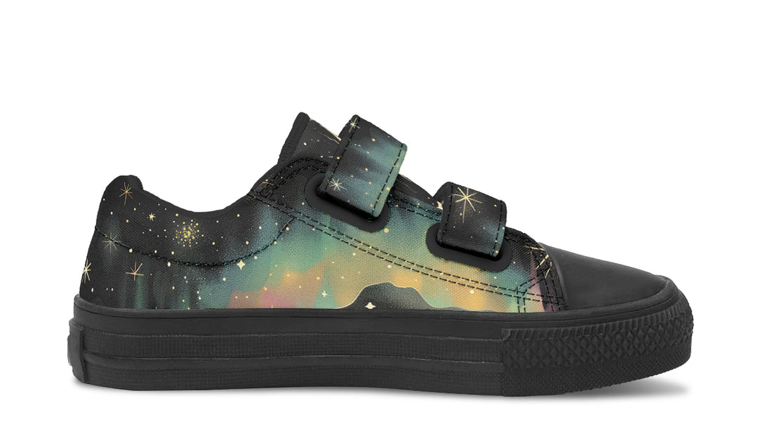 Northern Lights Kids Low Tops - Easy Strap Canvas Kids Shoes with Durable Rubber Soles