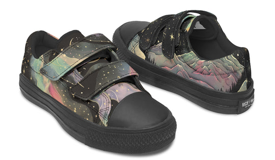 Northern Lights Kids Low Tops - Easy Strap Canvas Kids Shoes with Durable Rubber Soles