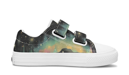 Northern Lights Kids Low Tops - Easy Strap Canvas Kids Shoes with Durable Rubber Soles