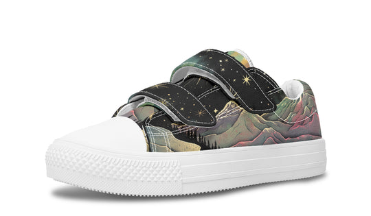 Northern Lights Kids Low Tops - Easy Strap Canvas Kids Shoes with Durable Rubber Soles