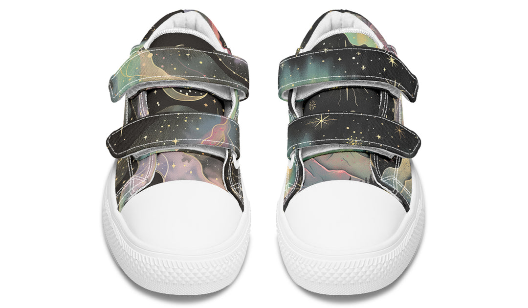 Northern Lights Kids Low Tops - Easy Strap Canvas Kids Shoes with Durable Rubber Soles