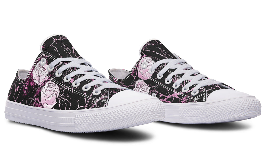 Amethyst Kintsugi Rose Low Tops - Classic Premium Canvas Shoes with Comfortable and Durable Soles