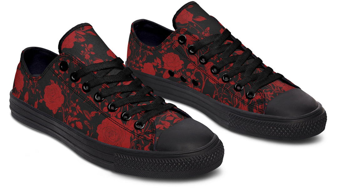 Blood Rose Romance Low Tops - Classic Premium Canvas Shoes with Comfortable and Durable Soles