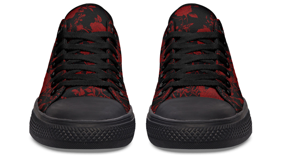 Blood Rose Romance Low Tops - Classic Premium Canvas Shoes with Comfortable and Durable Soles