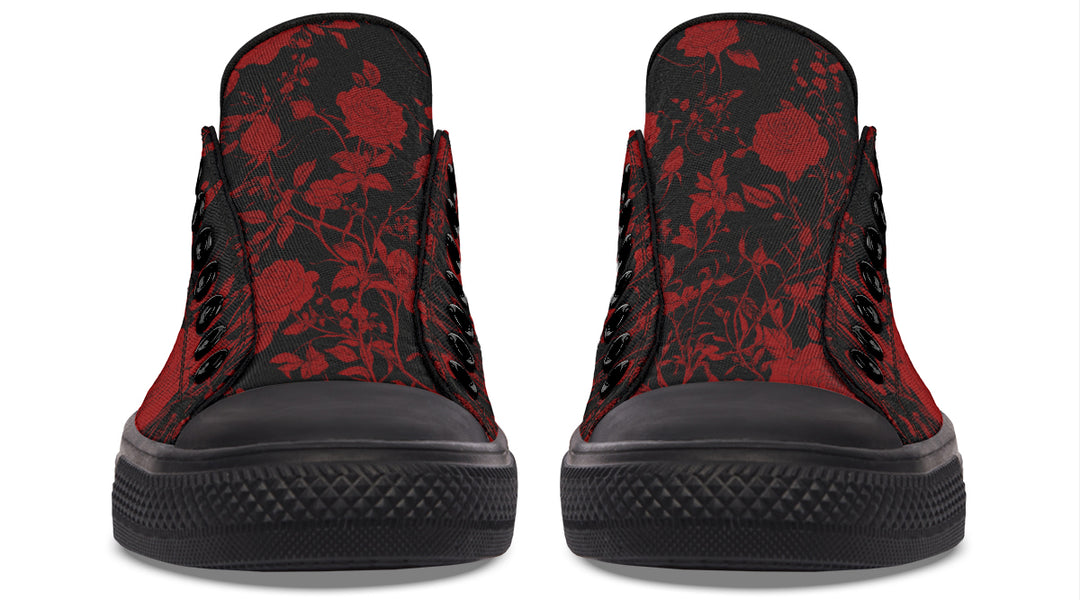 Blood Rose Romance Low Tops - Classic Premium Canvas Shoes with Comfortable and Durable Soles