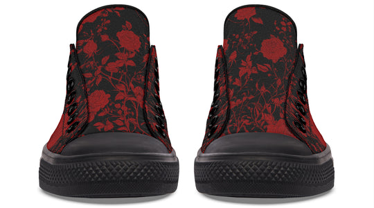 Blood Rose Romance Low Tops - Classic Premium Canvas Shoes with Comfortable and Durable Soles