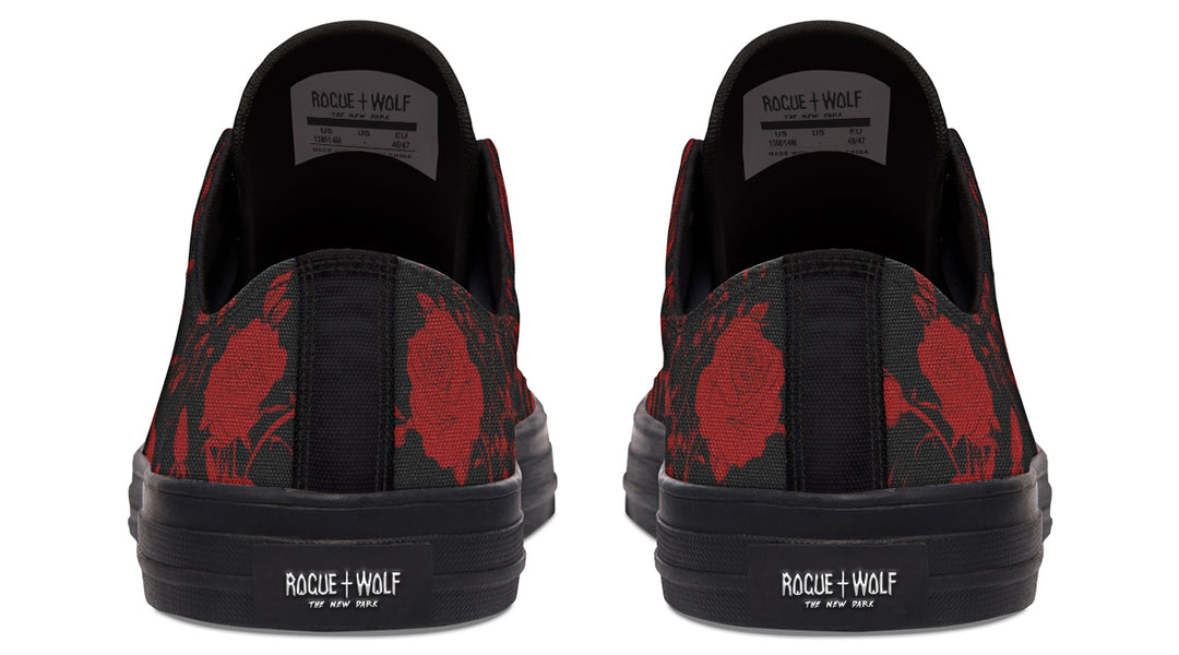 Blood Rose Romance Low Tops - Classic Premium Canvas Shoes with Comfortable and Durable Soles