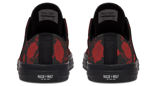 Blood Rose Romance Low Tops - Classic Premium Canvas Shoes with Comfortable and Durable Soles