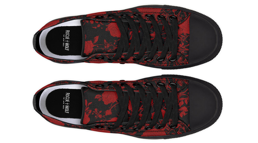 Blood Rose Romance Low Tops - Classic Premium Canvas Shoes with Comfortable and Durable Soles