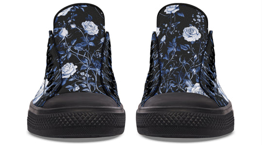 Blue Rose Romance Low Tops - Classic Premium Canvas Shoes with Comfortable and Durable Soles