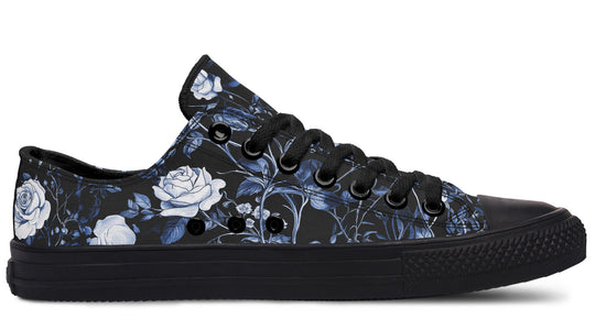 Blue Rose Romance Low Tops - Classic Premium Canvas Shoes with Comfortable and Durable Soles