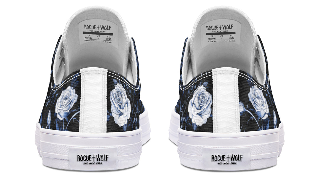 Blue Rose Romance Low Tops - Classic Premium Canvas Shoes with Comfortable and Durable Soles