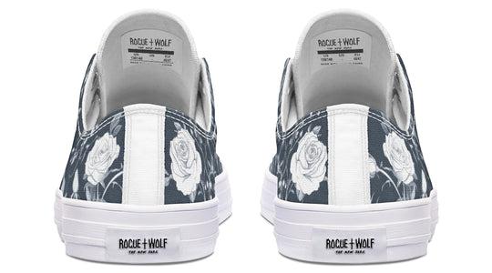 Grey Rose Romance Low Tops - Classic Premium Canvas Shoes with Comfortable and Durable Soles