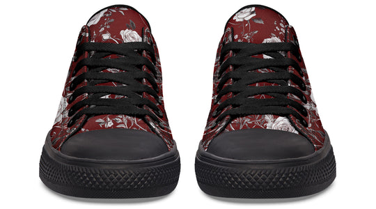 Red Rose Romance Low Tops - Classic Premium Canvas Shoes with Comfortable and Durable Soles