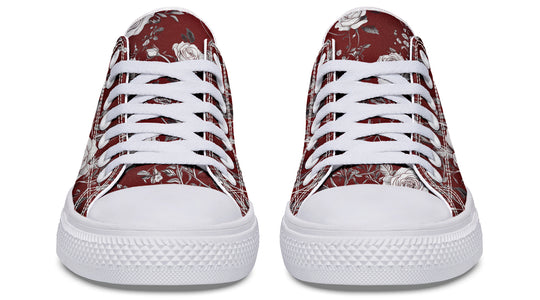 Red Rose Romance Low Tops - Classic Premium Canvas Shoes with Comfortable and Durable Soles