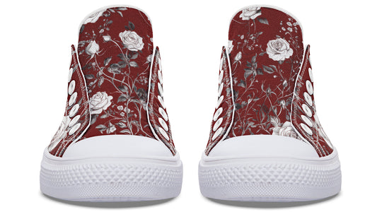 Red Rose Romance Low Tops - Classic Premium Canvas Shoes with Comfortable and Durable Soles