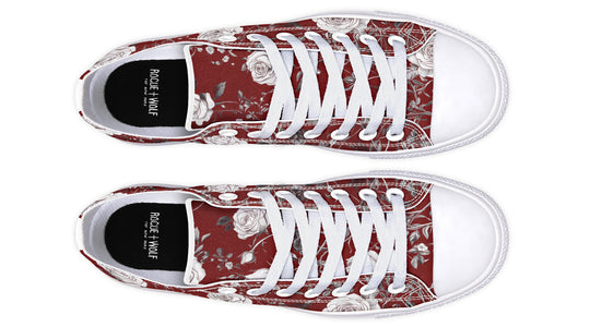 Red Rose Romance Low Tops - Classic Premium Canvas Shoes with Comfortable and Durable Soles