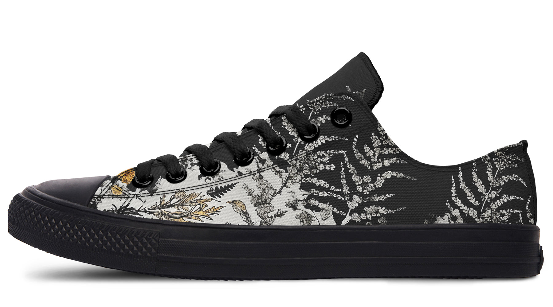Shadow Ferns Low Tops – Rogue + Wolf Canvas Witchy Botanical Sneakers