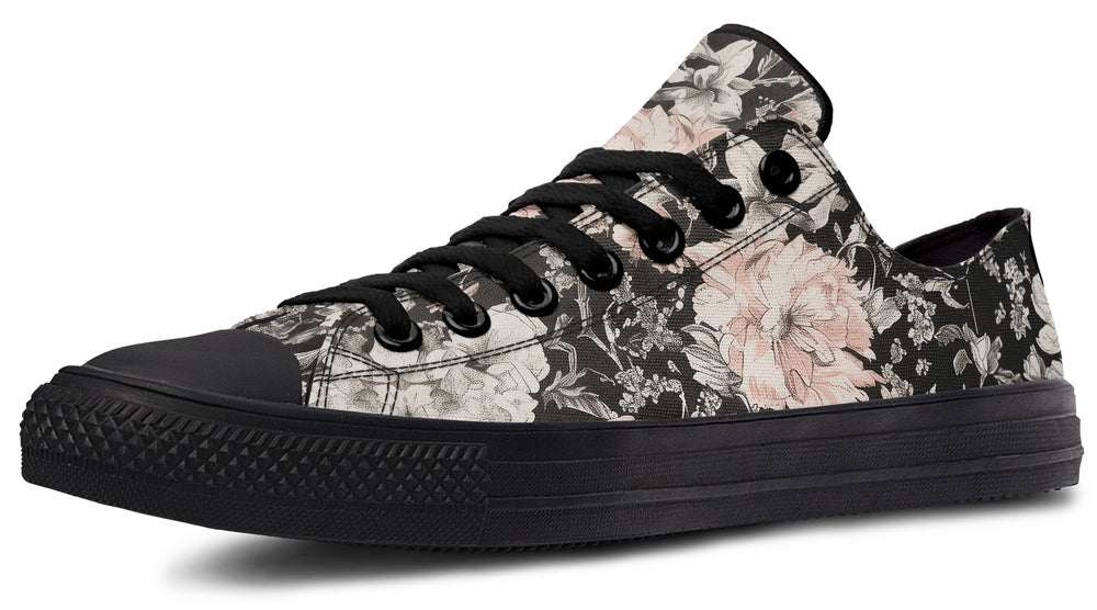 Vintage Peonies Low Tops - Classic Premium Canvas Shoes with Comfortable and Durable Soles