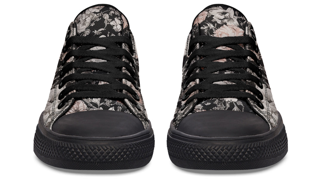 Vintage Peonies Low Tops - Classic Premium Canvas Shoes with Comfortable and Durable Soles