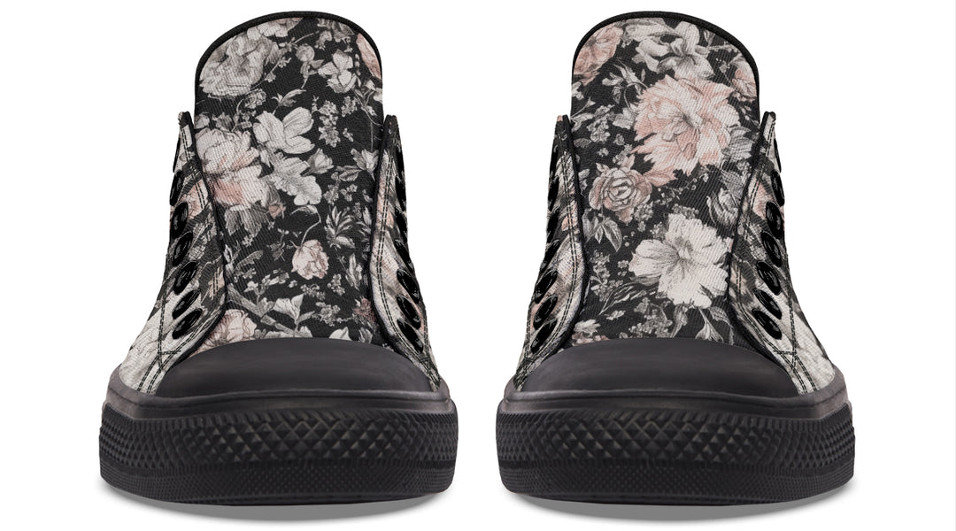 Vintage Peonies Low Tops - Classic Premium Canvas Shoes with Comfortable and Durable Soles