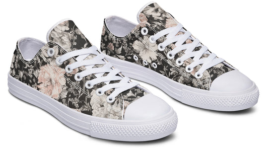 Vintage Peonies Low Tops - Classic Premium Canvas Shoes with Comfortable and Durable Soles