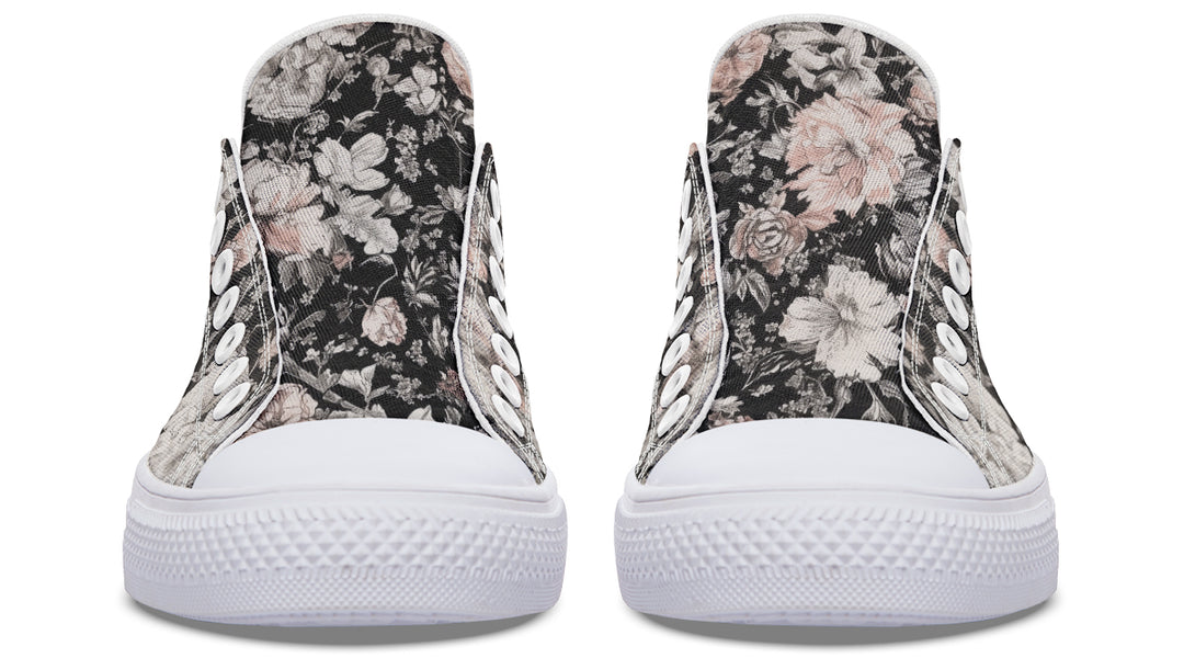 Vintage Peonies Low Tops - Classic Premium Canvas Shoes with Comfortable and Durable Soles