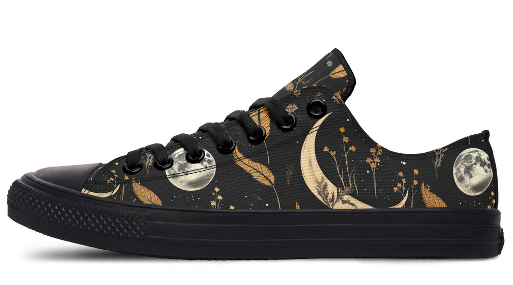 Moonlit Botanica Low Tops - Unisex Shoes Casual Everyday Lightweight Dark Academia Sneakers Low-cut Shoes