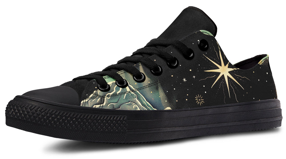 Northern Lights Low Tops - Retro High Tops Durable Canvas Sneakers Vegan Unisex Skate Shoes