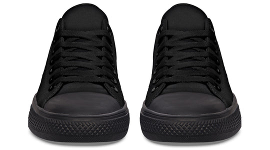 Pitch Black Low Tops - Low-cut Sneakers Casual Unisex Everyday Lightweight Shoes