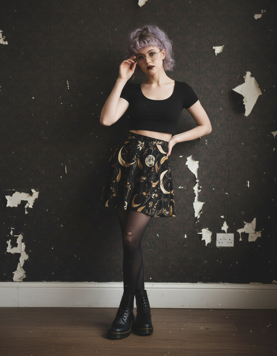 Moonlit Botanica Skater Skirt