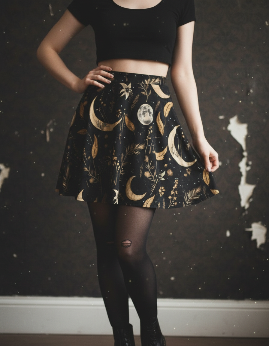 Moonlit Botanica Skater Skirt