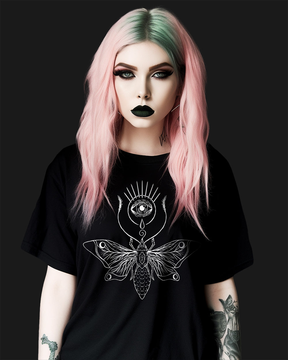 Sacred Moth Tee - Unisex Vegan Gothic Clothing - Alternative Occult Ethical Fashion - On Demand Eco-friendly Sustainable Product