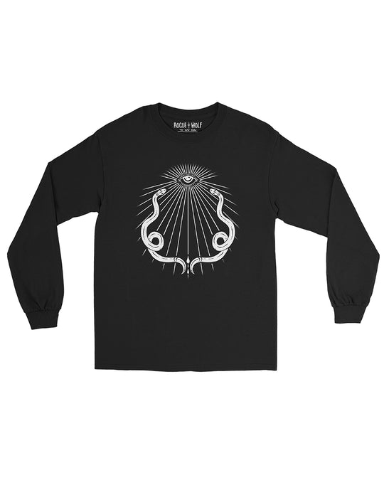 Serpent’s Gaze Long Sleeve Tee - Witchy Gothic Grunge Alt Goth Style Dark Academia Snake Graphic Tee Pagan