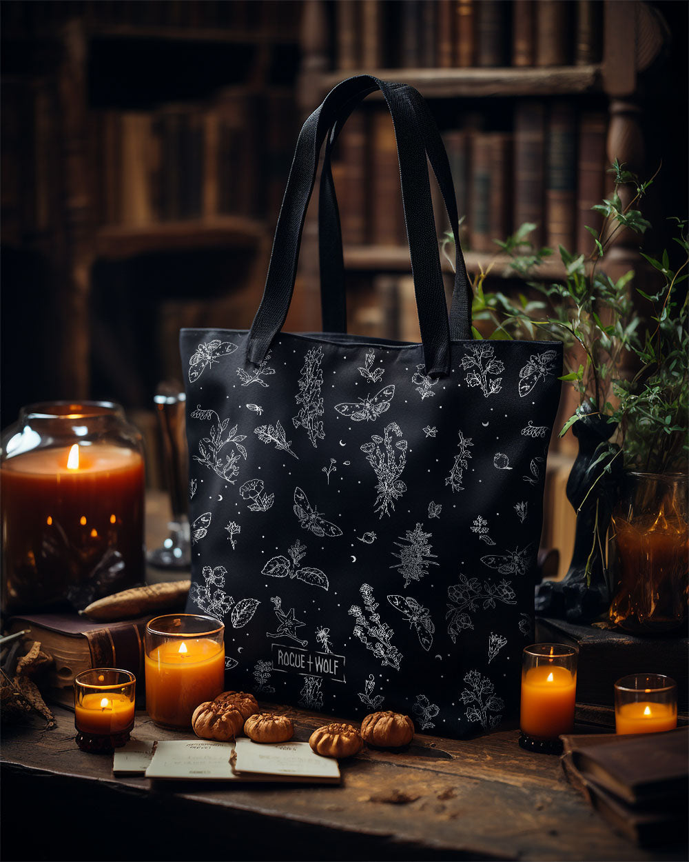 Crystal Queen Vegan Tote Bag - Witchy Goth Large Foldable & Reusable Bag  for Travel Work Gym Grocery Cool Gothic Gifts