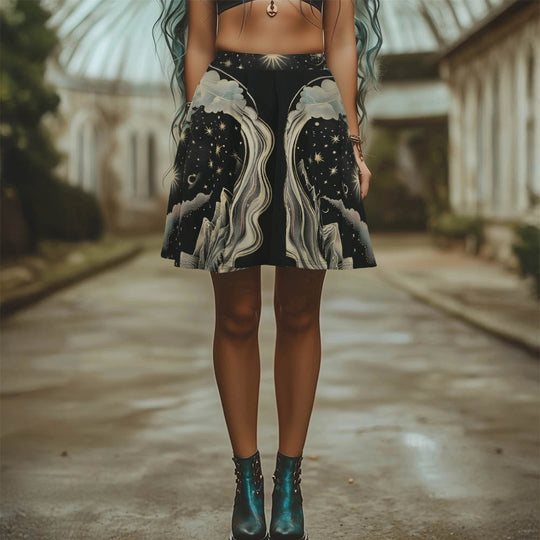 Orion’s Dream Skater Skirt - Mid-thigh Length Skirt with Elastic Waistband and SPF 50+