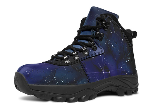 Deep Blue Outdoor Boots - Water Resistant Vegan Leather Trekking Shoes with Durable Soles