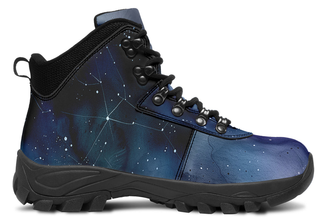 Deep Blue Outdoor Boots - Water Resistant Vegan Leather Trekking Shoes with Durable Soles